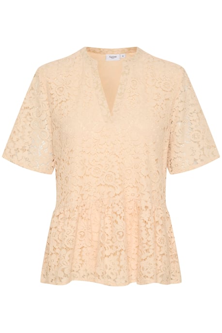 Blouse with short sleeve Regular fit Creme - Image 4