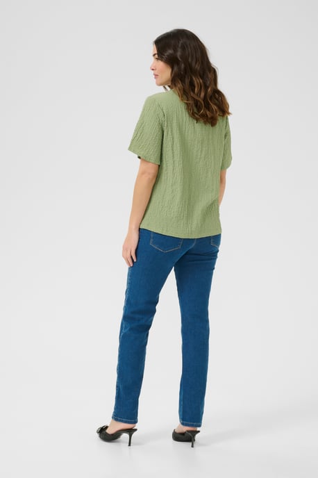 Blouse with short sleeve Regular fit Oil Green - Image 2