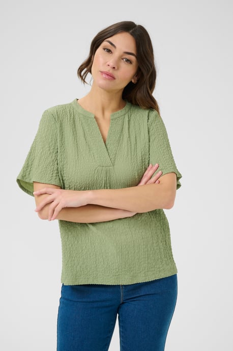 Blouse with short sleeve Regular fit Oil Green - Image 3