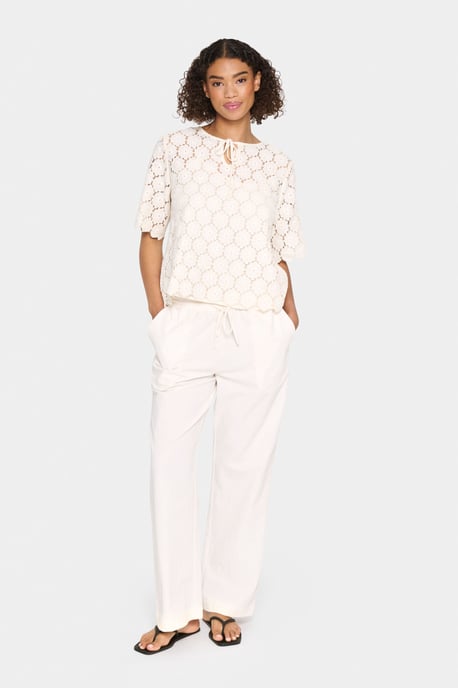 Blouse with short sleeve Loose fit Sea Salt - Image 1