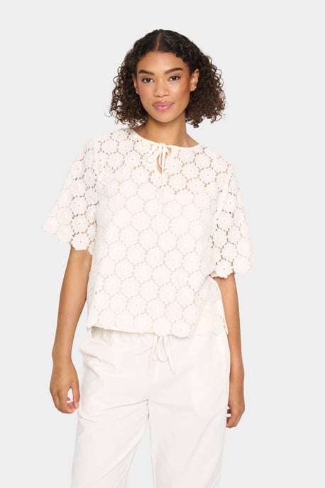 Blouse with short sleeve Loose fit Sea Salt - Image 2