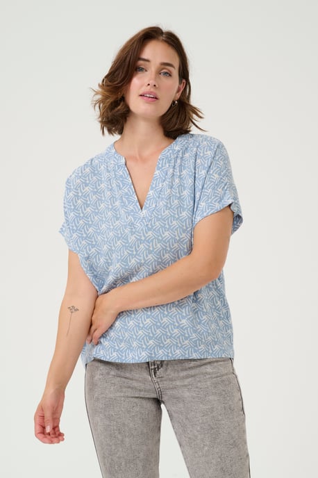 Blouse with short sleeve Regular fit Blue/Moonstruck Print - Image 3