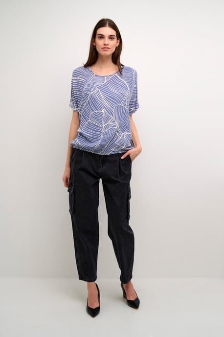 Sleeveless blouse Loose fit Indigo Blue/Turtledove Leaf - Image 1