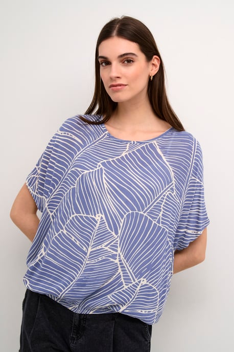 Sleeveless blouse Loose fit Indigo Blue/Turtledove Leaf - Image 2