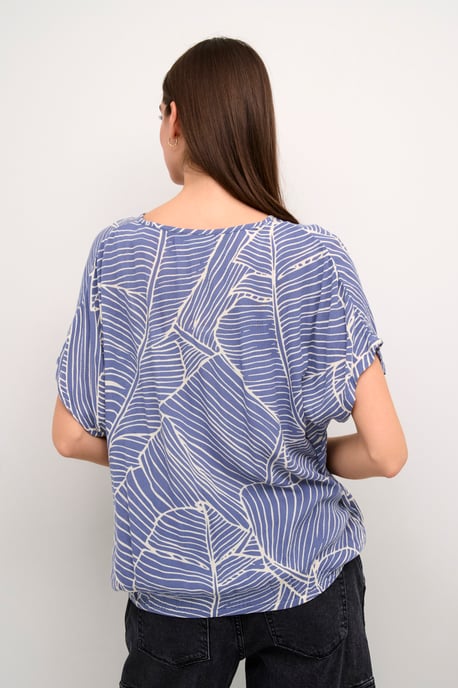 Sleeveless blouse Loose fit Indigo Blue/Turtledove Leaf - Image 3