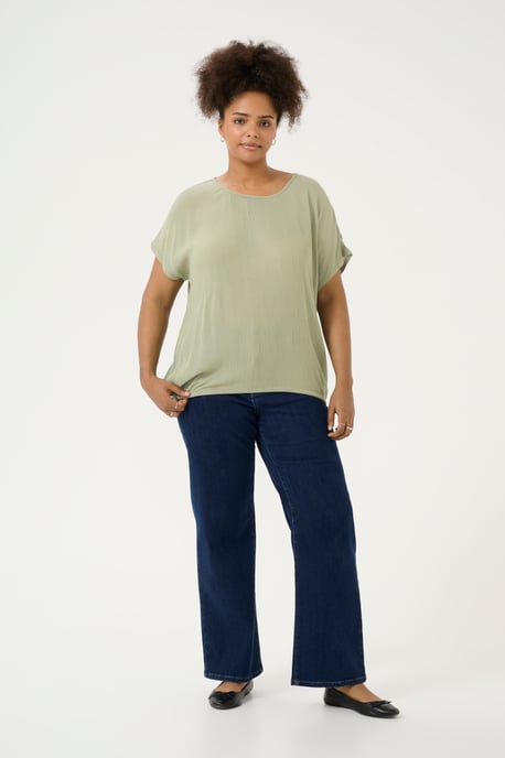 Blouse with short sleeve Loose fit Oil Green - Image 1