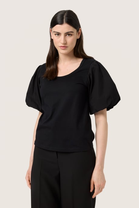 Blouse with short sleeve Regular fit Black - Image 2