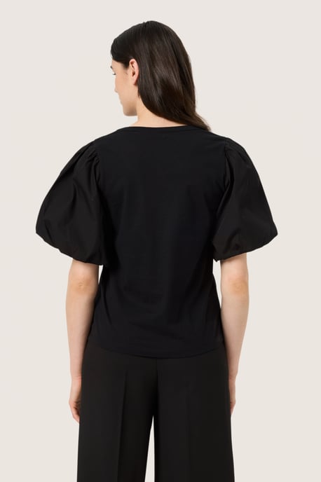 Blouse with short sleeve Regular fit Black - Image 3