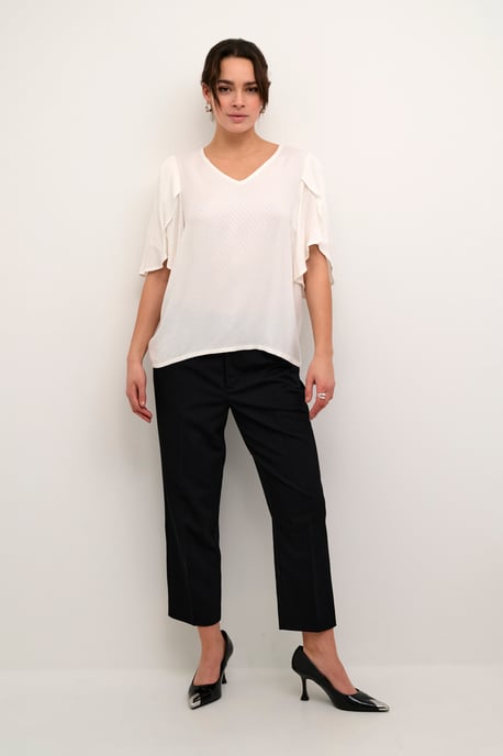 Blouse with short sleeve Loose fit Chalk - Image 1