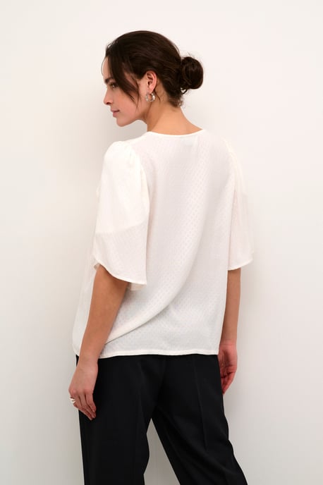 Blouse with short sleeve Loose fit Chalk - Image 2