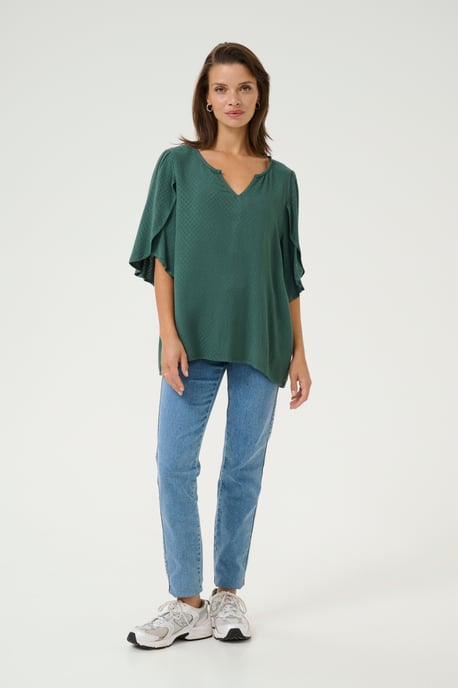 Blouse met korte mouwen Loose fit Garden Topiary green - Image 1