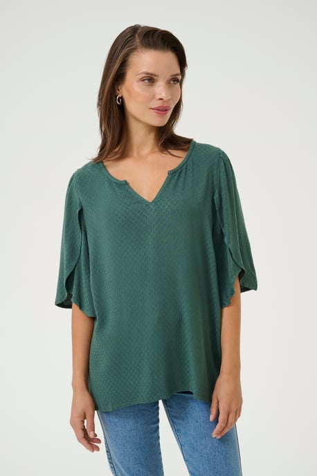 Blouse met korte mouwen Loose fit Garden Topiary green - Image 3