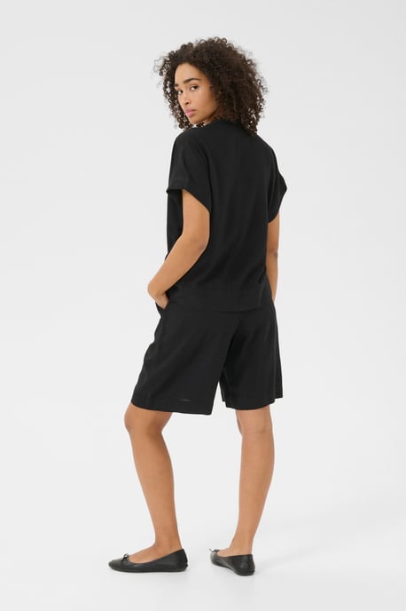 Blouse with short sleeve Loose fit Black Deep - Image 3
