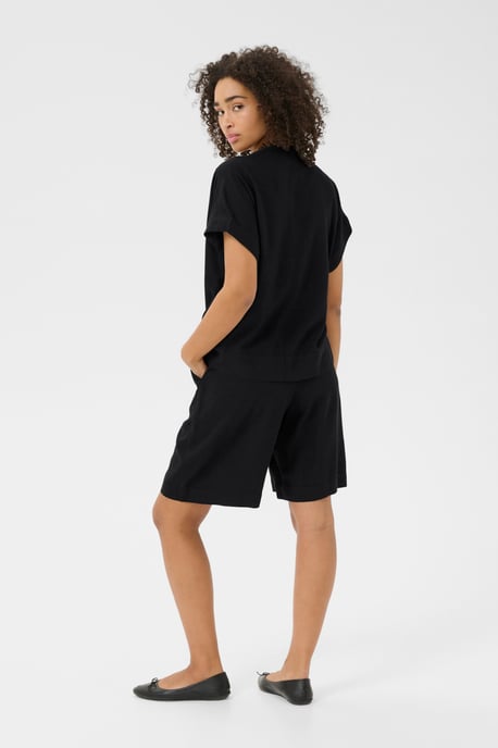 Blouse with short sleeve Loose fit Black Deep - Image 4
