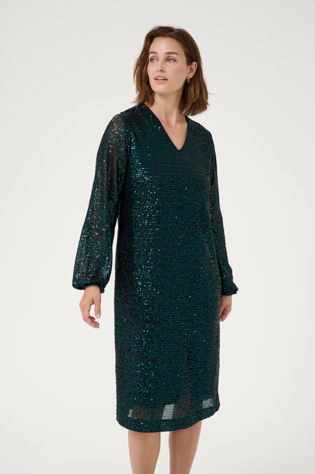 Jersey dress A-shape Dark Green Sequin - Image 2