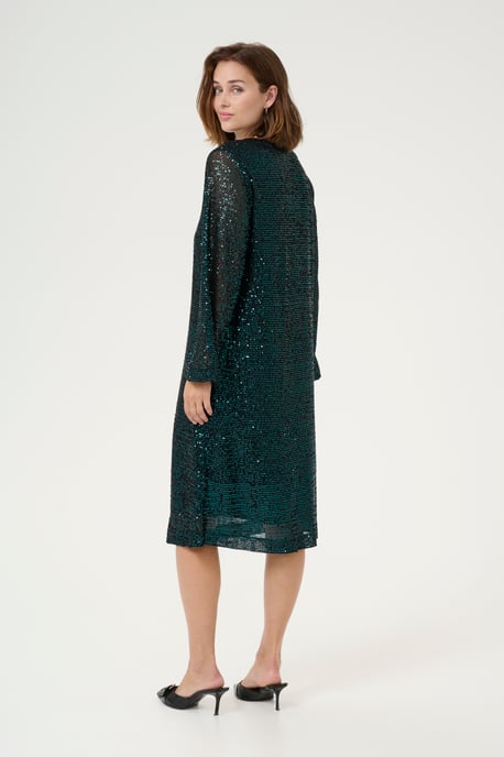 Jersey dress A-shape Dark Green Sequin - Image 3