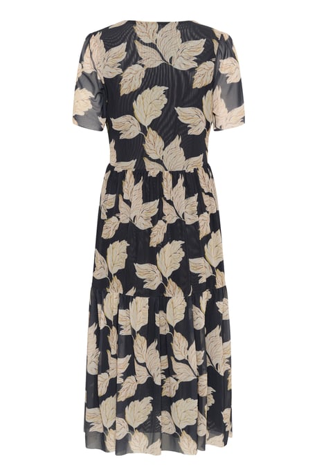 Jersey dress Feminine Silhouette Navy Leaf Print - Image 5
