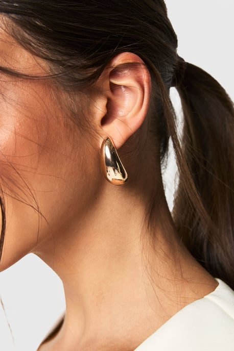 3 Pack Gold Chunky Hoop Earrings - Image 1