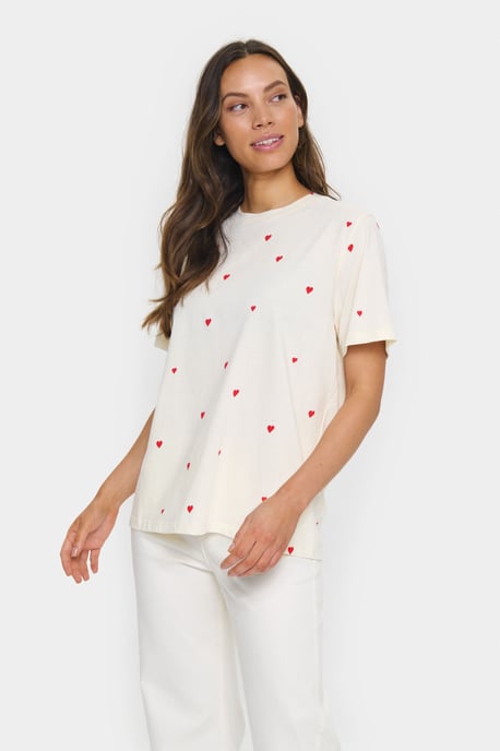 T-shirt Loose fit Ice Flame Hearts white red - Image 2