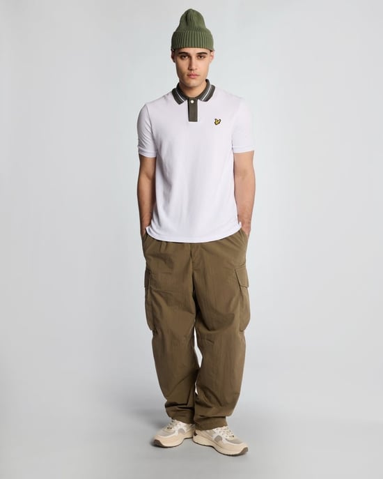 Lyle & Scott Kontrastkantad Krage Polo T-shirt - Vit - Image 2