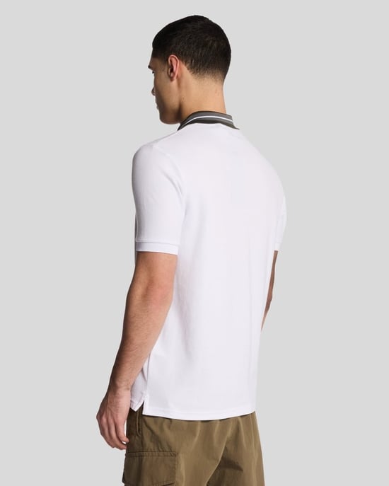 Lyle & Scott Kontrastkantad Krage Polo T-shirt - Vit - Image 3