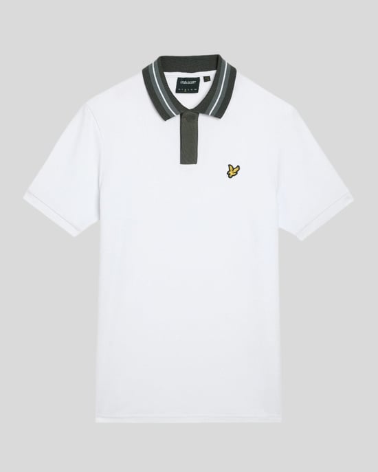 Lyle & Scott Kontrastkantad Krage Polo T-shirt - Vit - Image 5
