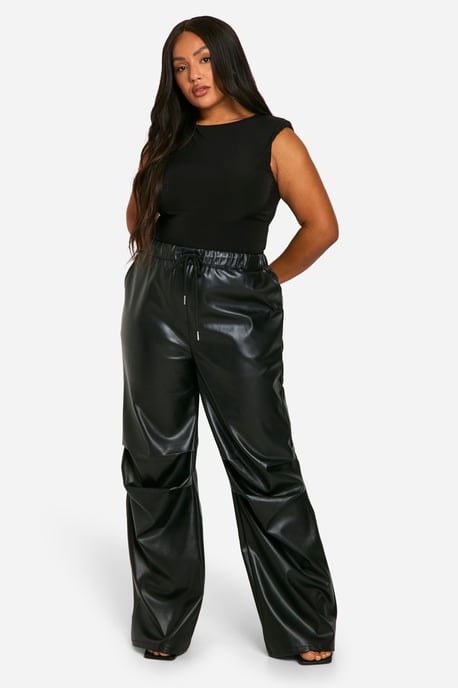 Plus Pu Slouchy Dad Trouser - Image 1