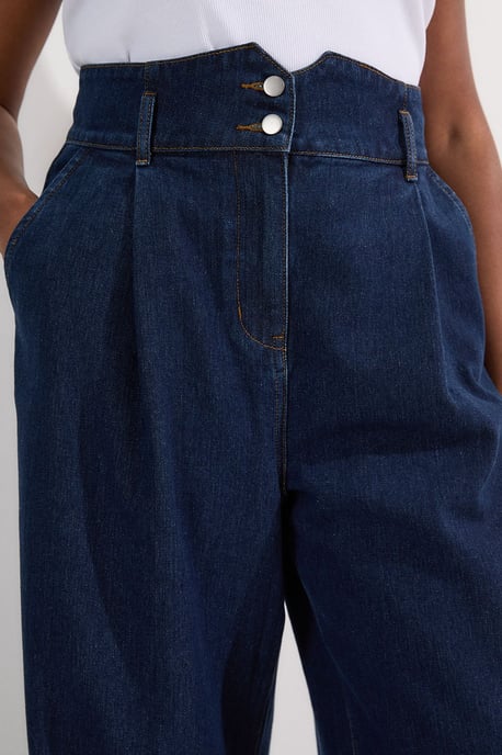 Plus Size Denim Wide Leg Trousers - Image 2