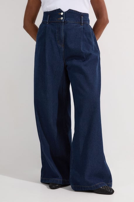 Plus Size Denim Wide Leg Trousers - Image 3
