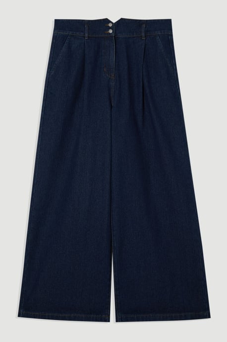 Plus Size Denim Wide Leg Trousers - Image 4