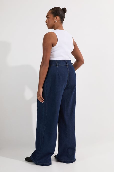 Plus Size Denim Wide Leg Trousers - Image 5
