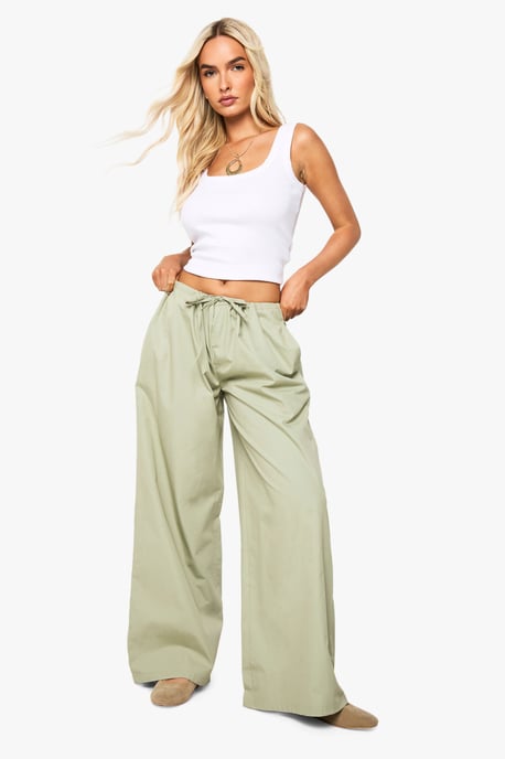 Cotton Poplin Wide Leg Trousers - Image 1