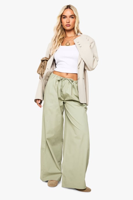 Cotton Poplin Wide Leg Trousers - Image 3