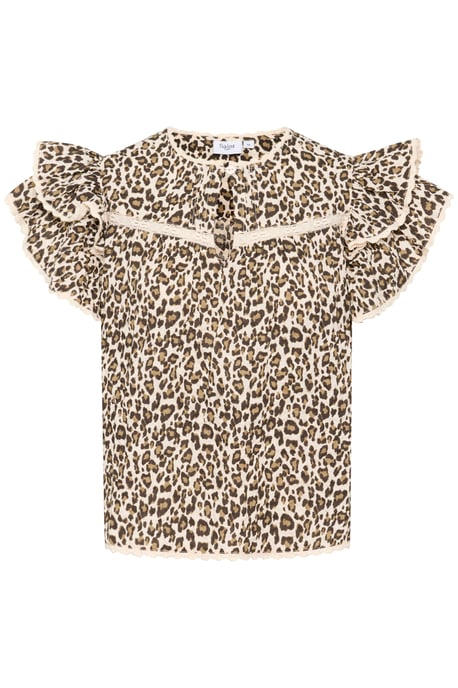 Blouse with short sleeve Regular fit Creme Leopard Strokes - Image 4