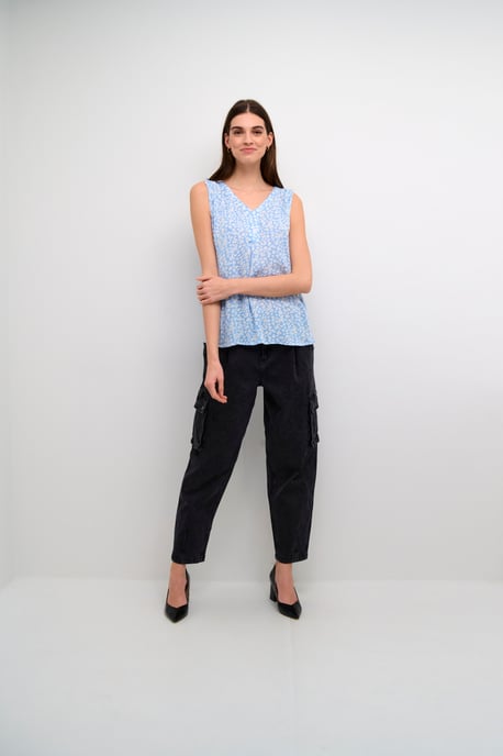 Sleeveless blouse Regular fit Vista Blue / Chalk Flower - Image 1