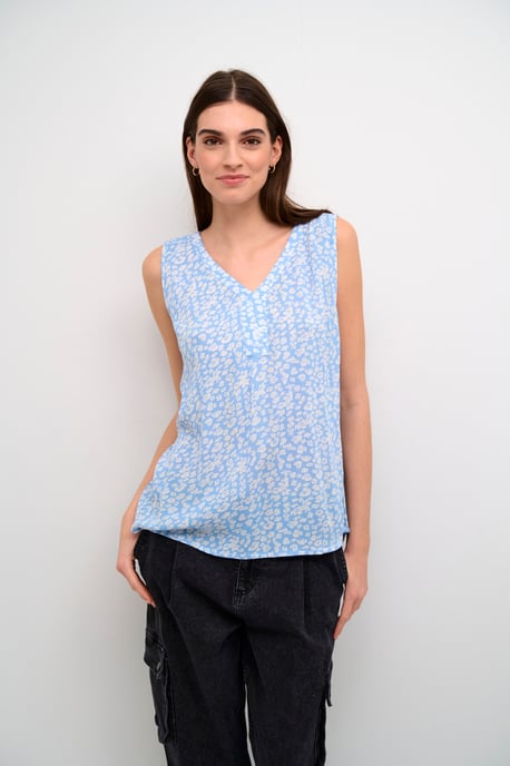 Sleeveless blouse Regular fit Vista Blue / Chalk Flower - Image 2