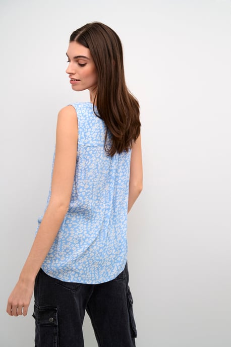 Sleeveless blouse Regular fit Vista Blue / Chalk Flower - Image 3
