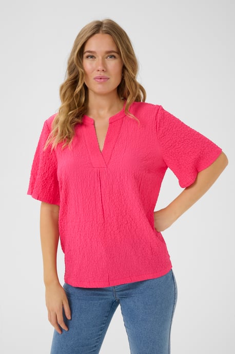 Blouse with short sleeve Regular fit Raspberry - Image 3