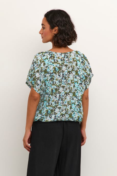 Mouwloos shirt Loose fit Blue/Green Abstract Flower floral - Image 3