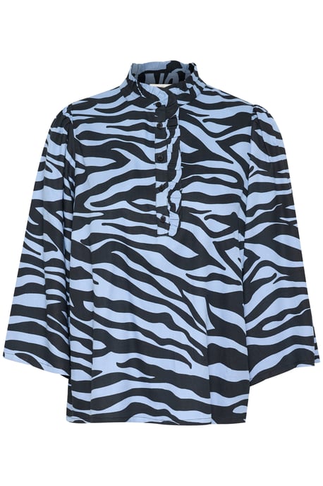 Blouse with short sleeve Regular fit Blue / Black graphic - Image 4