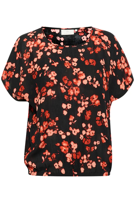 Blouse with short sleeve Relaxed fit Red Flower - Image 4