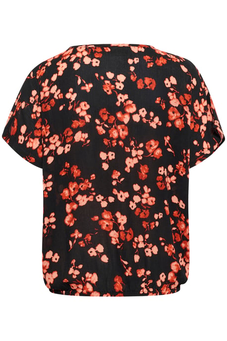 Blouse with short sleeve Relaxed fit Red Flower - Image 5