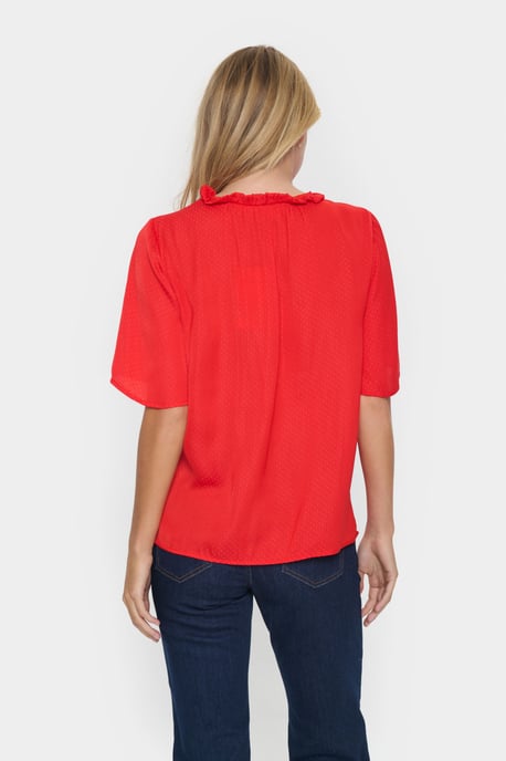 Blouse with short sleeve Loose fit Flame Scarlet - Image 3