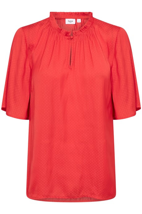 Blouse with short sleeve Loose fit Flame Scarlet - Image 4
