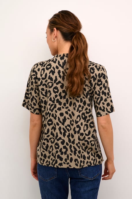 Blouse with short sleeve Regular fit Brown/Black Animal Print - Image 3