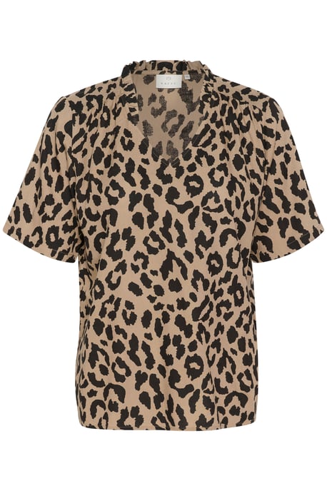 Blouse with short sleeve Regular fit Brown/Black Animal Print - Image 4