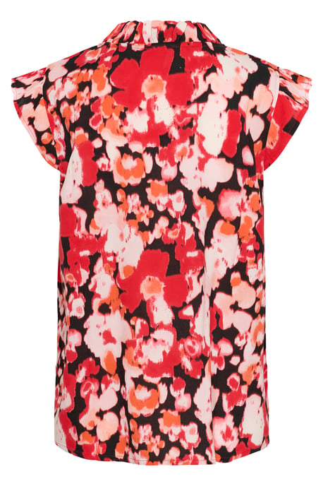 Blouse with short sleeve Regular fit Red Toned Flower Print - Image 2