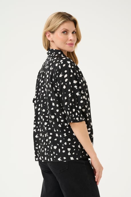 Blouse met korte mouwen Regular fit Black/White Abstract Print black white - Image 3