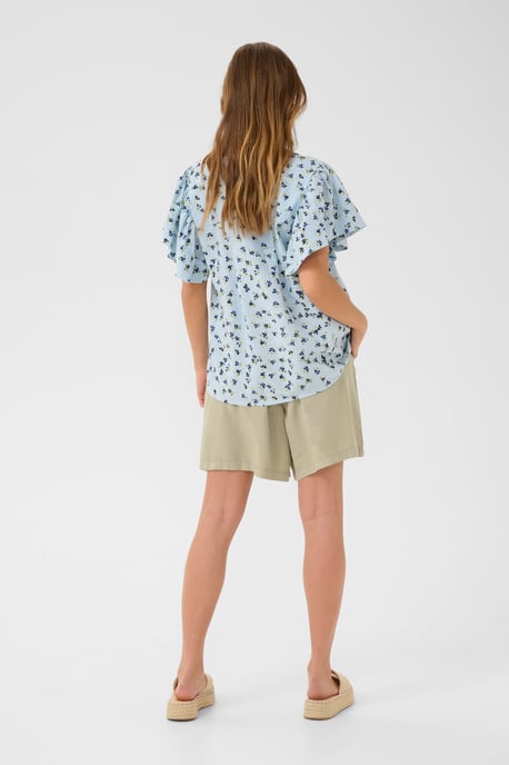 Blouse met korte mouwen Relaxed fit Blue Flower floral - Image 2