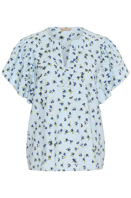 Blouse met korte mouwen Relaxed fit Blue Flower floral - Image 4